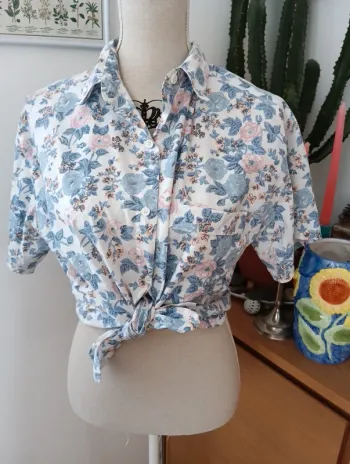 Chemise en coton vintage à fleurs multicolores