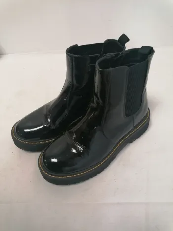 Bottines noires brillantes fermeture éclair La Redoute pointure 37 C056