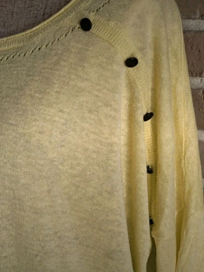 Pull léger en lin jaune vert anis La Redoute S 36 - photo numéro 4