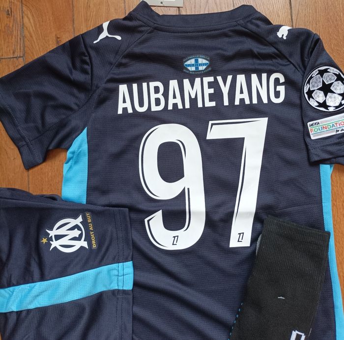 Maillot Aubameyang taille 6 ans Marseille bleu extérieur 2026