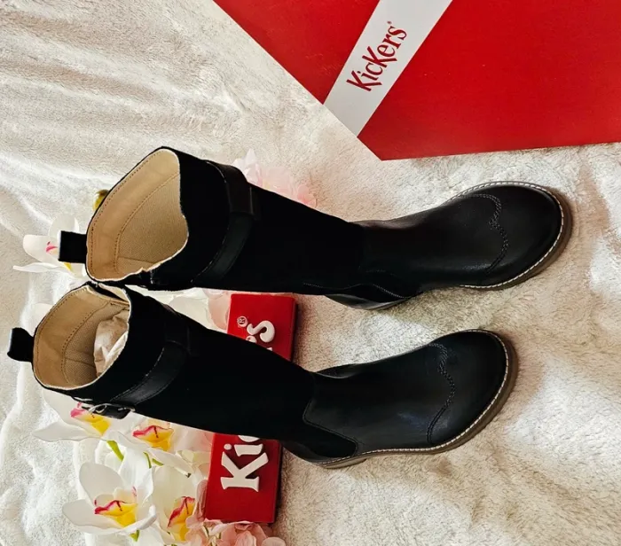 Bottes Hautes Cavalières Cuir Zip Kickers T30 - photo numéro 3