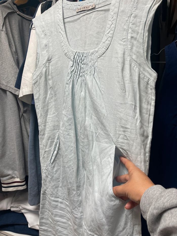 Très jolie robe Kookaï bleu ciel façon lin - photo numéro 2