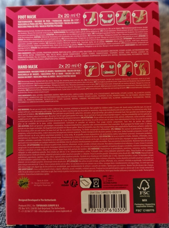 Lot de 2 masques the grinch pour les pieds et les mains - photo numéro 2