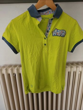 Tee-shirt polo équitation equitheme jaune fuo