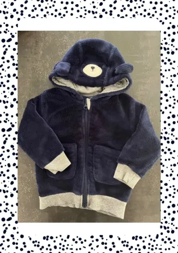 Gilet zippé polaire bleu à capuche ourson taille 9-12 mois marque Lupilu