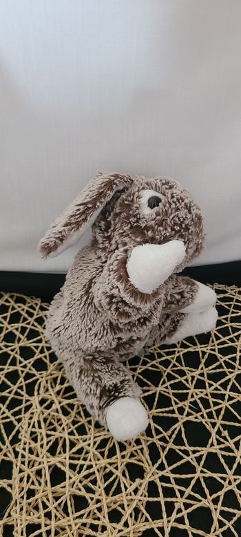 Peluche lapin CREATIONS DANI gris chiné poils longs 15 cm
