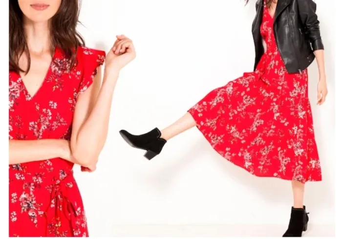 Robe longue rouge fleuris 🌸 Camaïeu - photo numéro 8