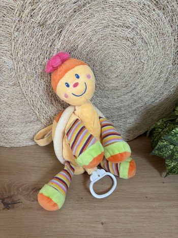 Doudou tortue musical jaune orange rose mots d enfants
