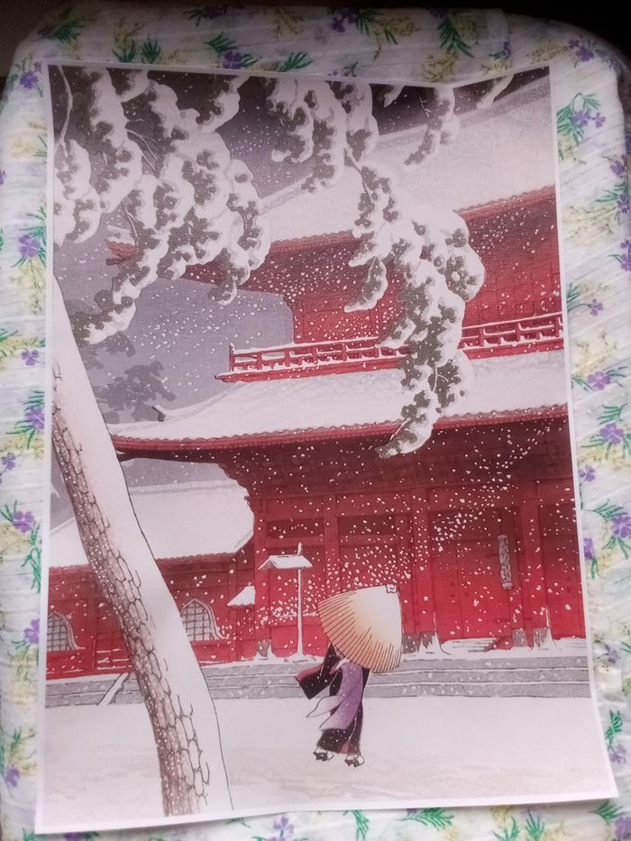 AFFICHE POSTER TOILE A3 JAPON HIVER NEIGE