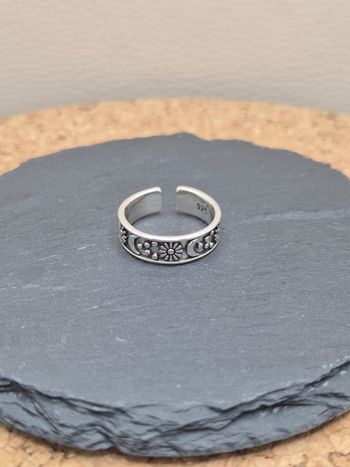 Bague ajustable en argent Stüssy style 