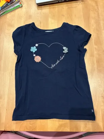 TEE Shirt fille 5 ans bleu marine manches courtes okaidi parfait état