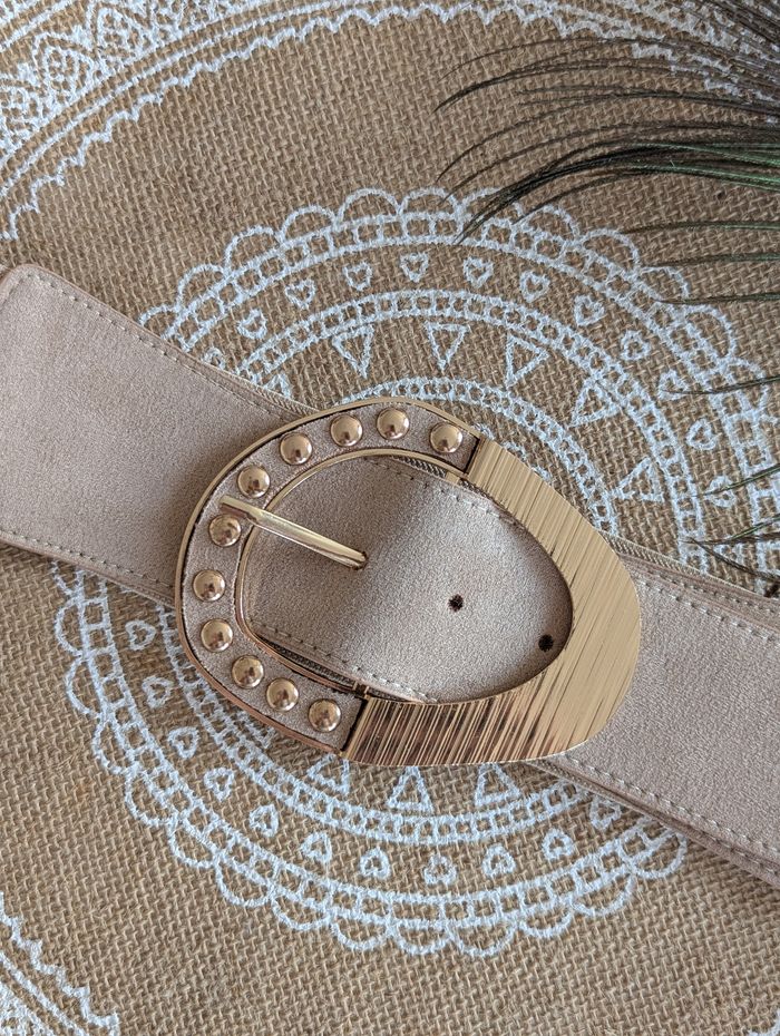 Ceinture élastique Memphis beige et doré - photo numéro 3