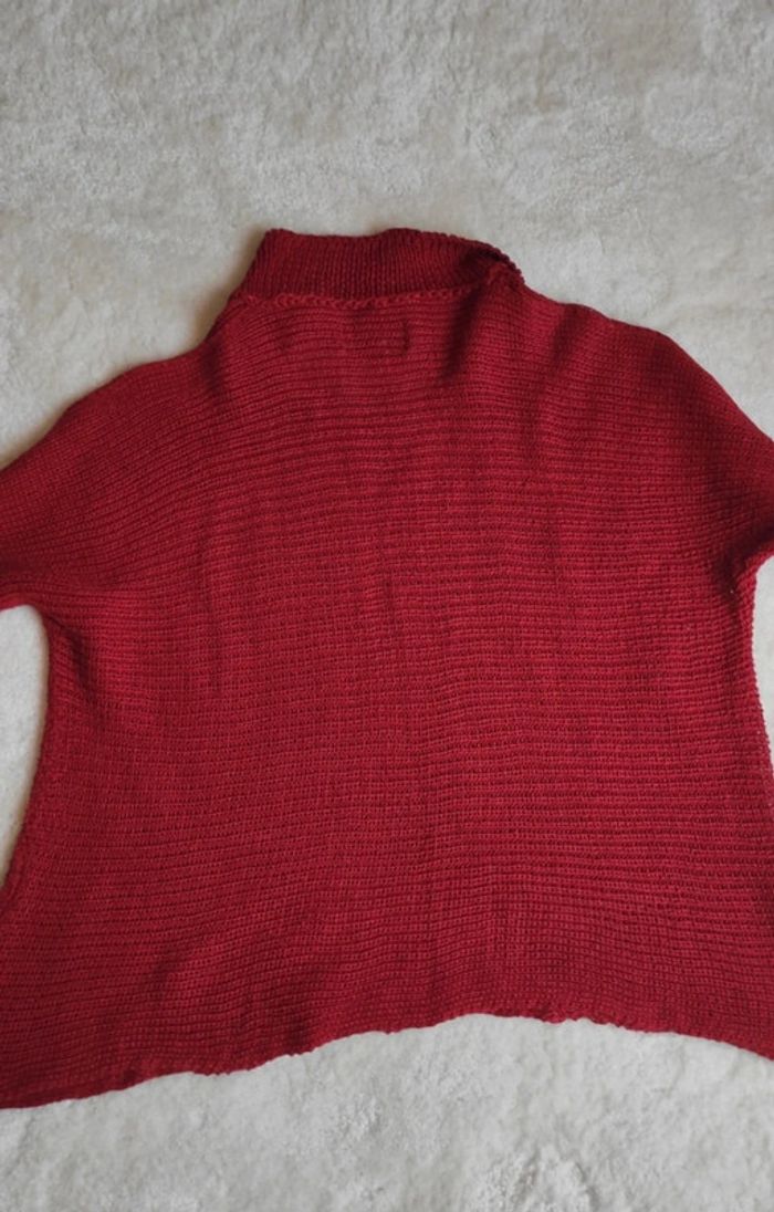 Magnifique pull Zuza Bart marque d'exception rouge terracotta 100% lin ample avec petit col - photo numéro 9