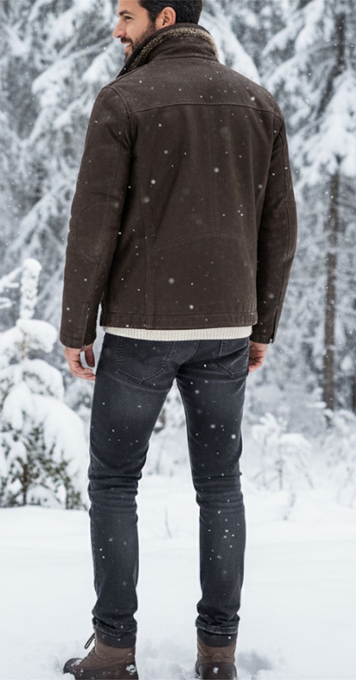 Blouson aviator, cuir, marron, fourrure, polaire, amovible, rembourrés pour le grand froid homme 50 - photo numéro 3