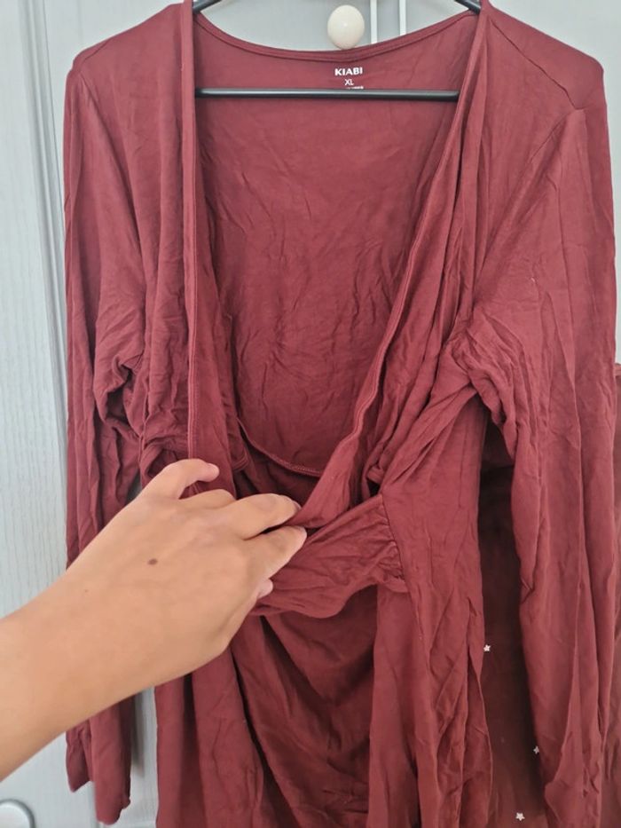 Pyjama de grossesse marron bordeaux étoiles taille XL Très bon état Kiabi - photo numéro 3