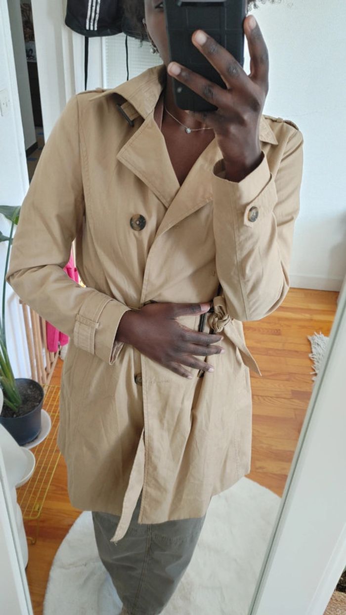 Trench couleur beige ceinture - photo numéro 8