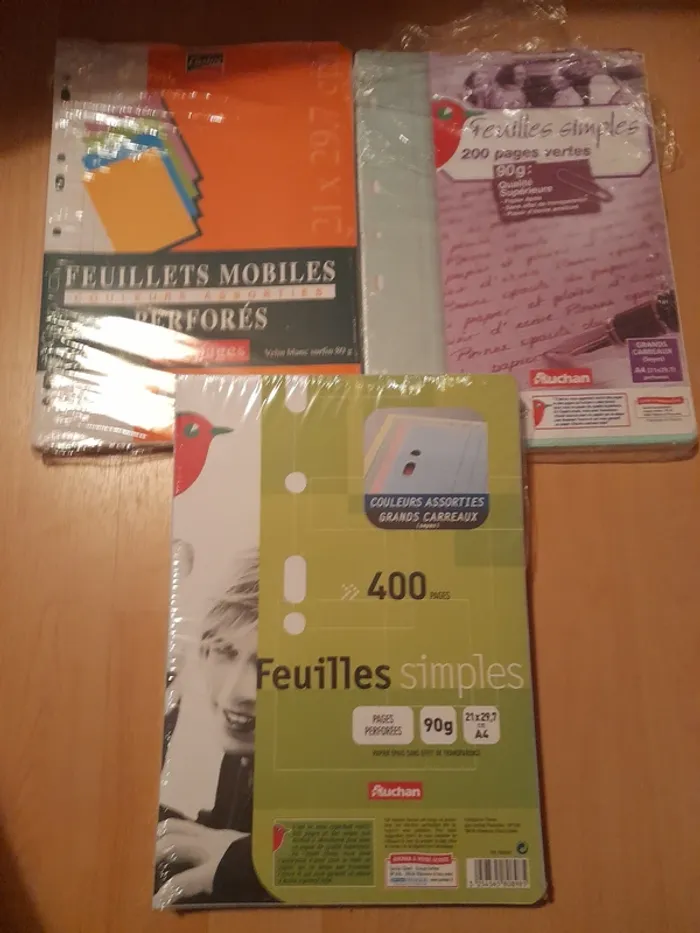 Lot de 3 paquets de feuilles simples grands carreaux (Seyès)