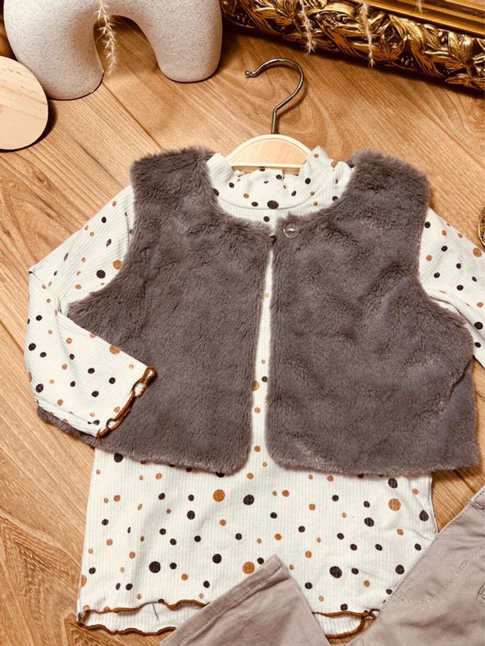 Taille 12 mois tenue 3p fille multimarque gris et or * poids * 🎀 - photo numéro 2