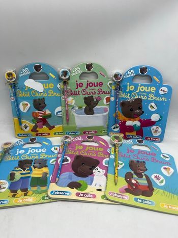 Lot de 6 livres magazines Je joue avec Petit ours brun jeux gommettes Neuf   