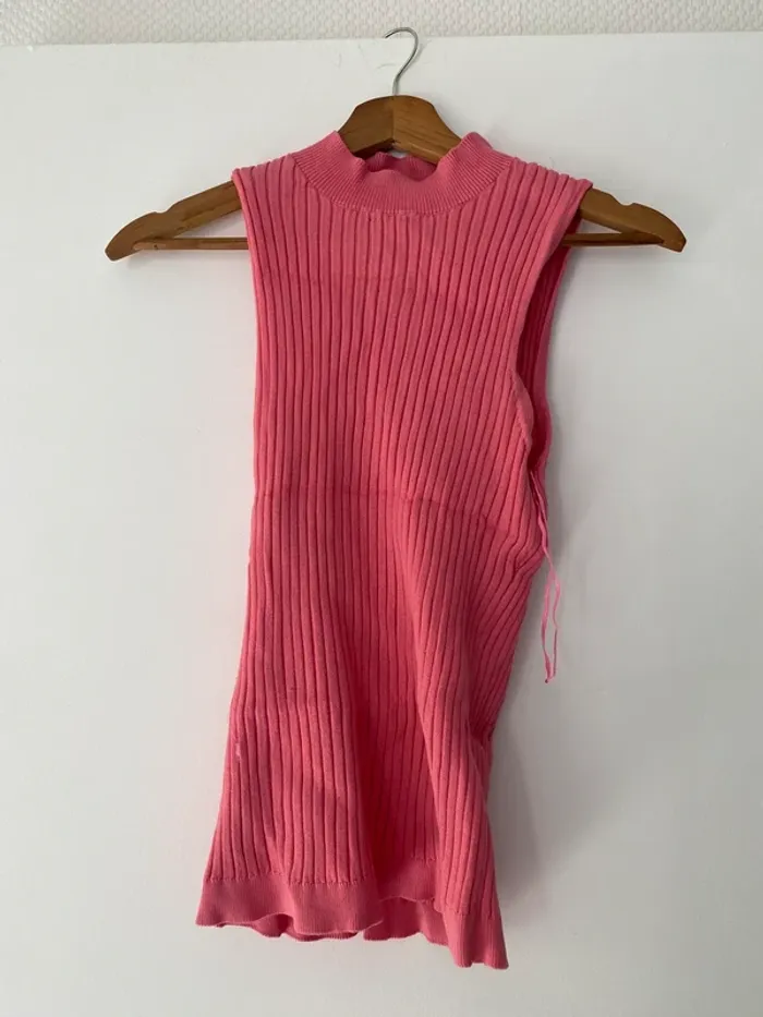 Débardeur col roulé rose