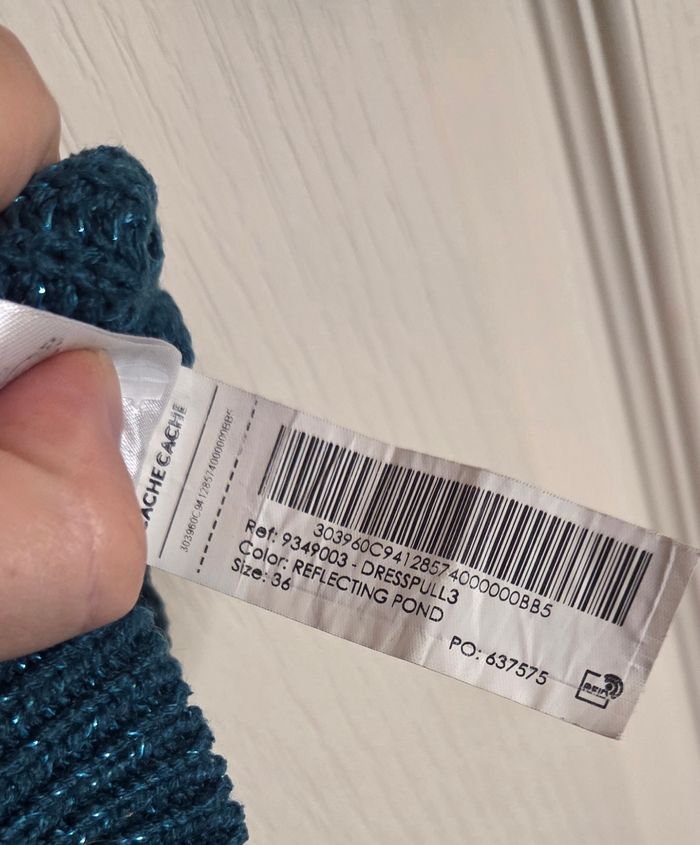 Robe pull Cache Cache bleu canard scintillant  – taille 36 – maille chaude – comme neuve - photo numéro 5