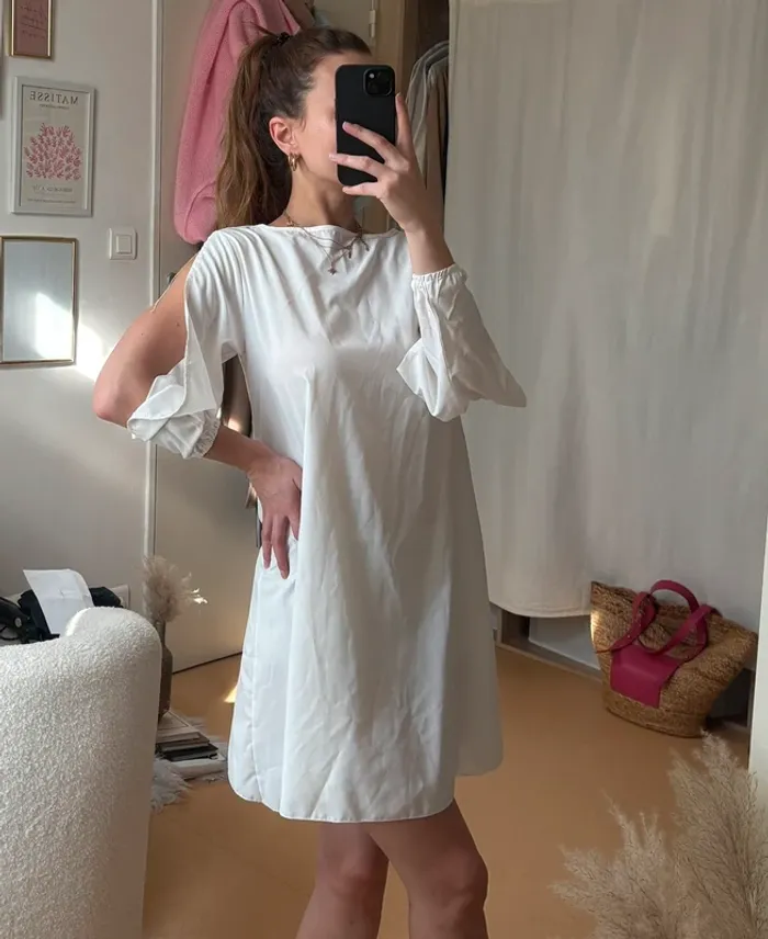 Robe de plage blanche manches ouvertes - photo numéro 2