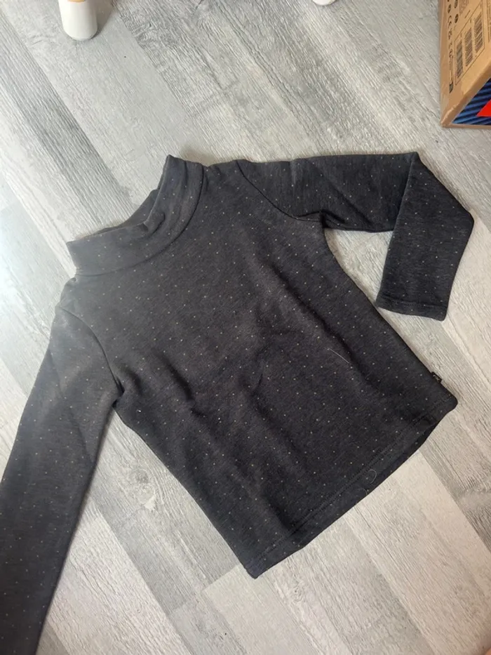 Sous pull polaire gris à pois doré 3 ans okaidi