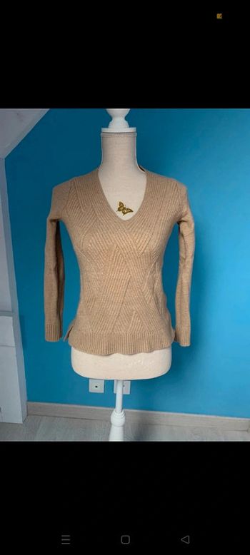 Pull col V cintré beige "Tommy Hilfiger"