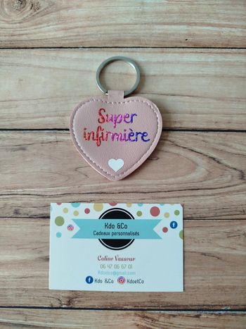Porte-clé similicuir coeur super infirmière