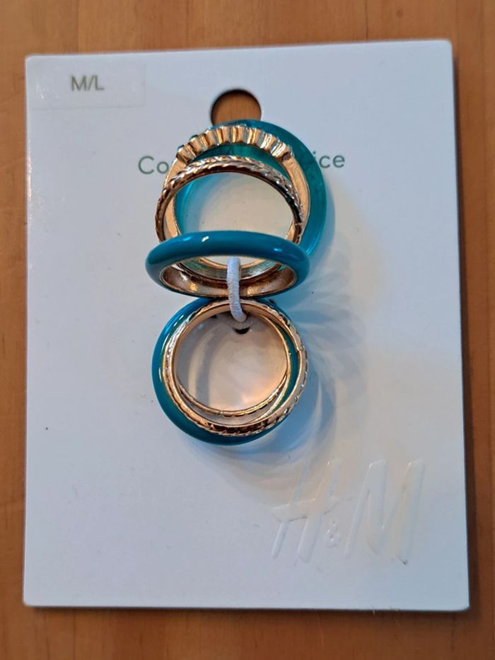Bagues dorée et turquoise