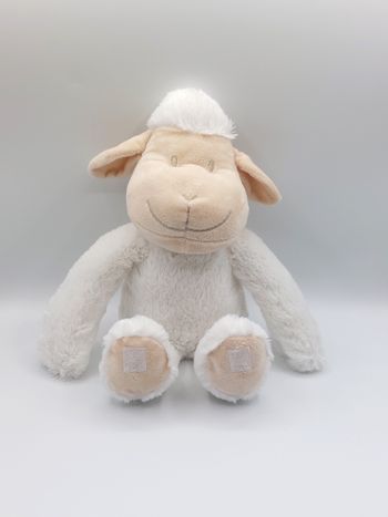 Peluche doudou mouton blanc beige ATMOSPHERA FOR KIDS pattes scratchs 40 cm sos doudou