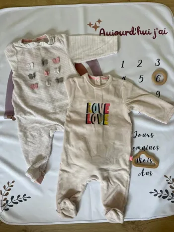Lot de pyjamas bébé fille Obaibi – Taille 6 mois