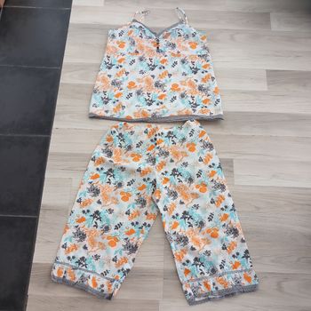 Pyjamas femme imprimé 2 pieces  bleu Basic One taille M