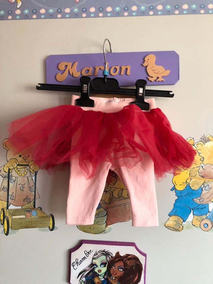 Legging tutu rose, taille 3 mois, marque Kitchoun.