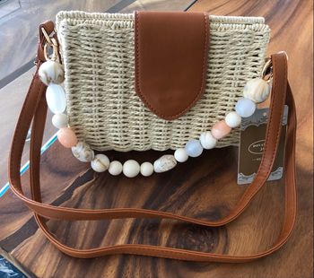 Petit sac osier anse perlée - Dovama Jagas