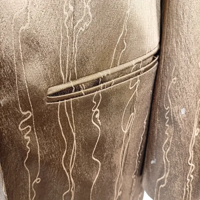 Veste longue satinée marron à double boutonnage - Taille 40 - Dino Valiano - A424 - photo numéro 8