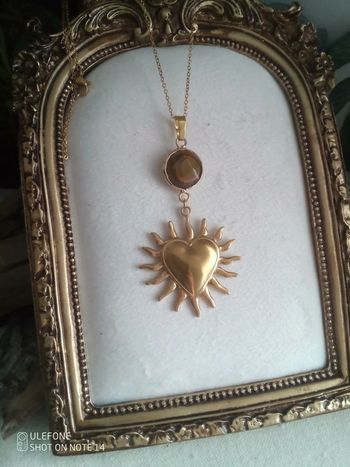 Collier coeur soleil et pierre oeil de tigre