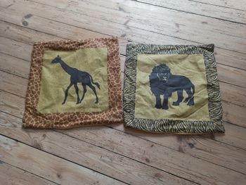 2 housses de coussins thème savane