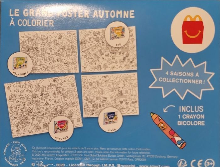 Les schtroumpfs Coloriage Automne omy Happy Meal - photo numéro 2