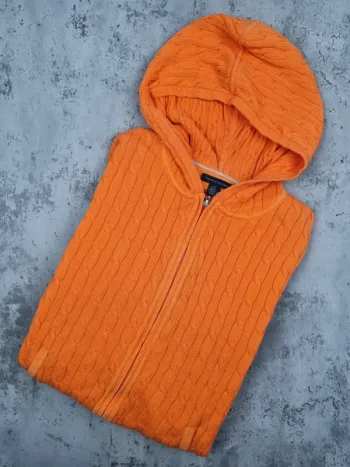 Gilet zippé torsadé orange Tommy Hilfiger – Taille L Femme (mesures en photos)