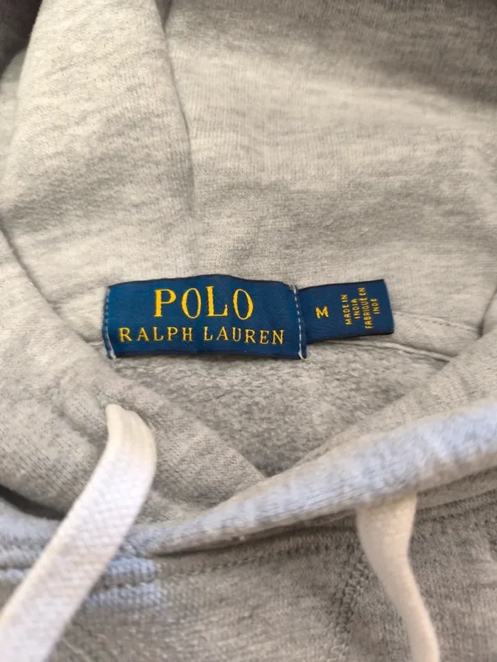 Sweat/Pull à capuche - Ralph Lauren - Logo brodé marine - Gris - Taille M - photo numéro 5