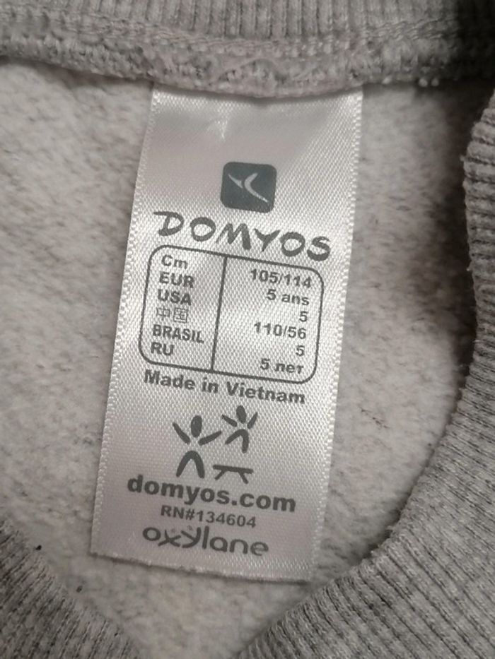 Sweat gris domyos 5ans 105.114cm - photo numéro 3