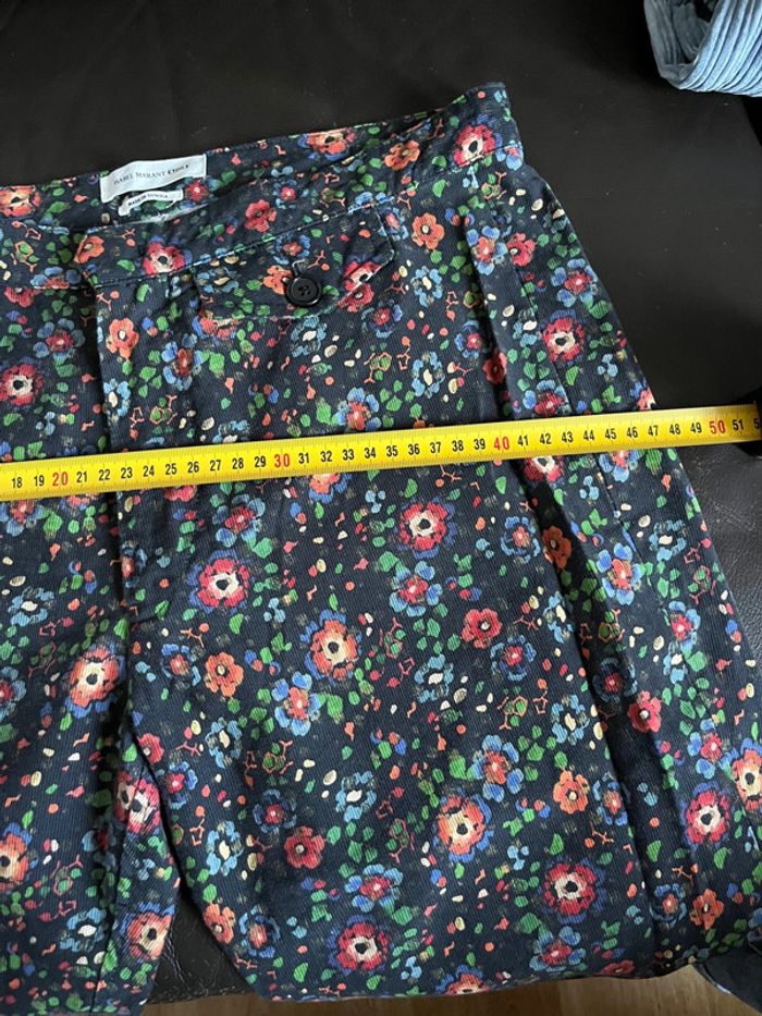 Pantalon 7/8 fleuri côtelé - Isabel Marant étoile - 38 - photo numéro 10