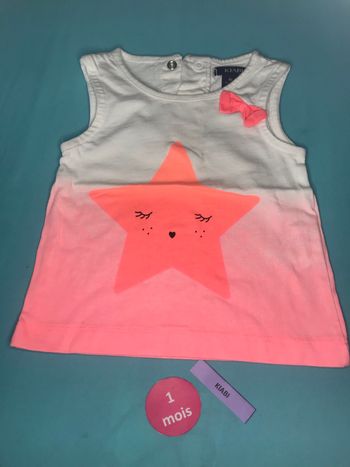 T-shirt dégradé rose et blanc 1mois