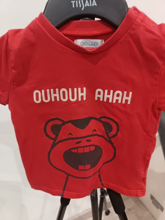 Tee-shirt 9 mois obaibi rouge bordeaux - photo numéro 2