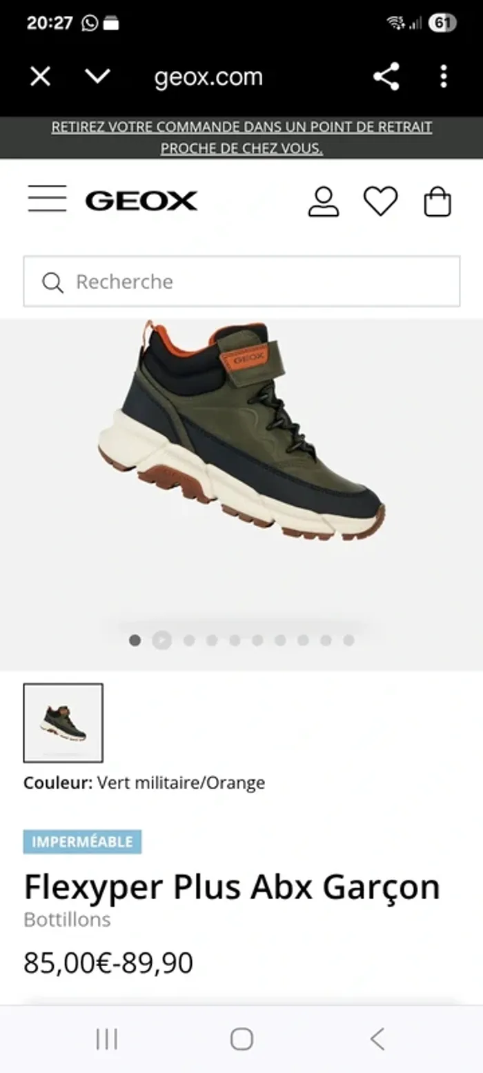 Geox
 - vert militaire/orange - photo numéro 7