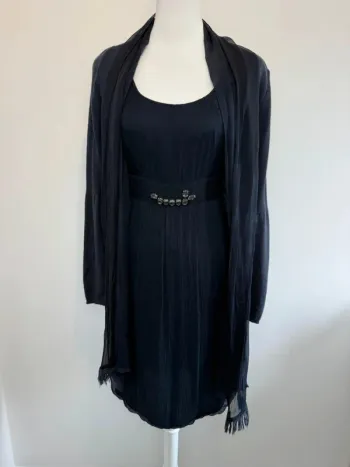 Robe en soie et gilet Marie Méro marine taille 40 très bon état