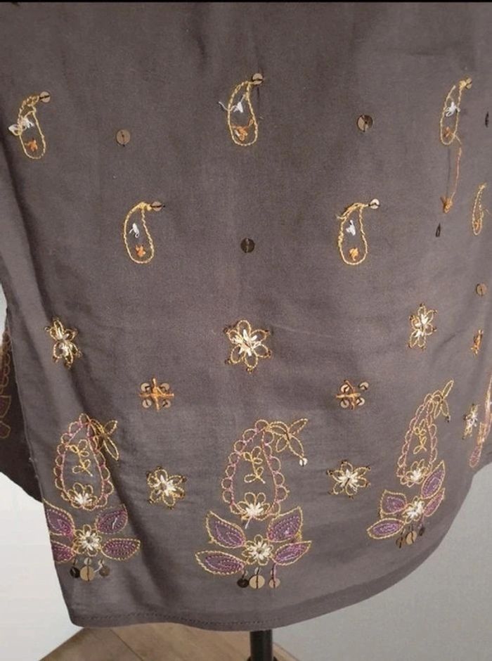Blouse manches courtes marron à motifs Esprit taille 38 - photo numéro 4