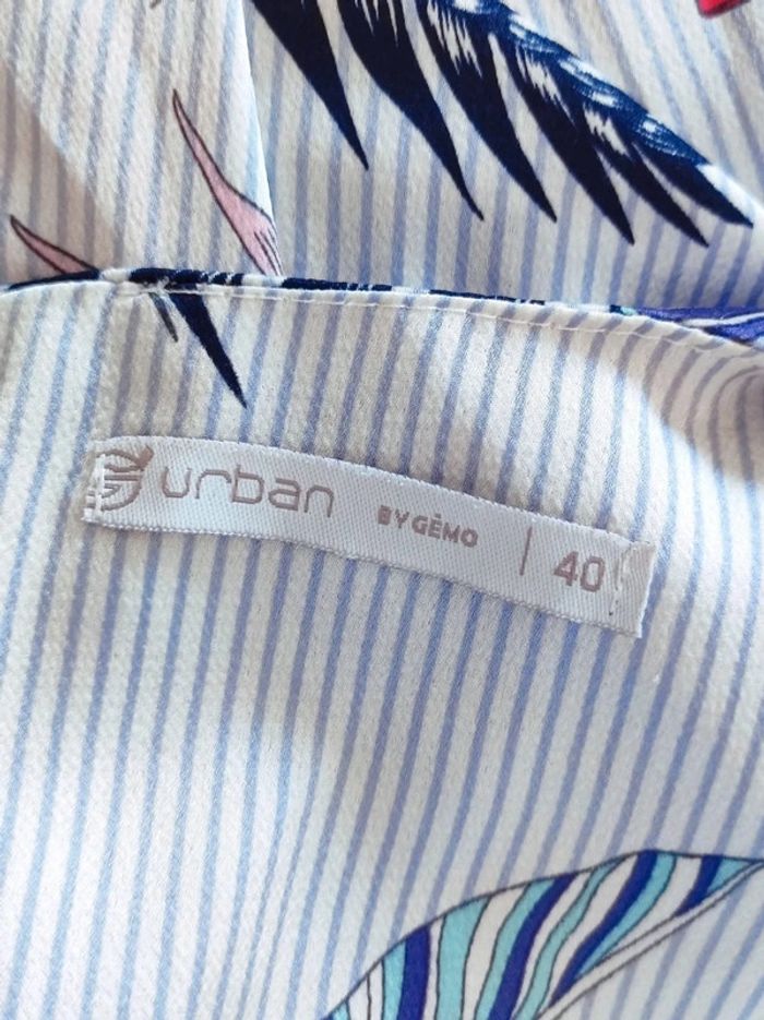 Robe été mi-longue droite fluide fleur exotique bleu rouge blanc / Urban by Gémo - 38/M à 40/L - photo numéro 11