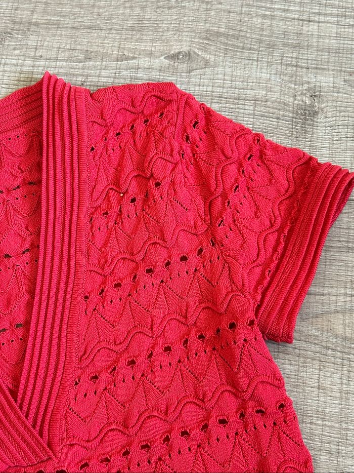 Haut rouge orangé à manches courtes Morgan taille S comme neuf - photo numéro 9